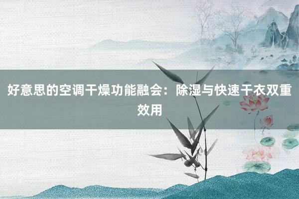 好意思的空调干燥功能融会：除湿与快速干衣双重效用